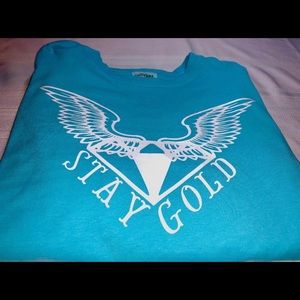 Throwback Stay Gold Teal Long Sleeve